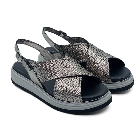 Босоножки Donna Soft  кожаные плетеные серебренного цвета - фото 7, DS1800 DS SILVER