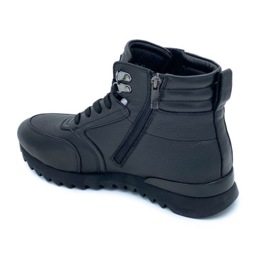 Ботинки  Marcelo Lopez черные кожаные МЕХ - фото 3, 