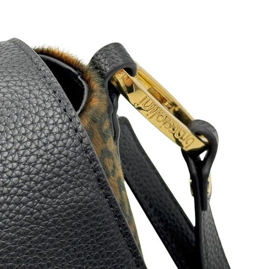 Сумка Braccialini черная/коричневая кожаная принт "леопард" - фото 4, B18634 P42 BRA