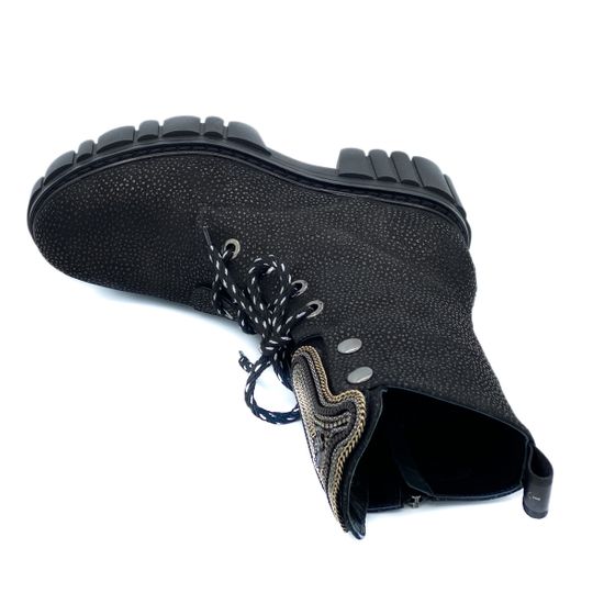 Ботинки Ilasio Renzoni черные замшевые с лазерной обработкой Байка - фото 5, 