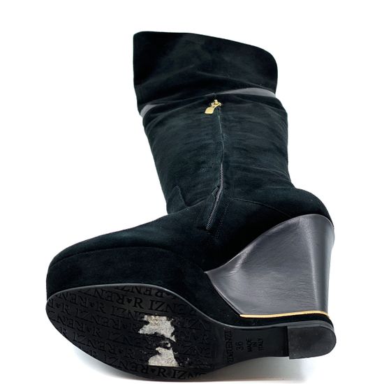 Ботфорты Renzi черные замшевые байка - фото 4, 452910 RZ