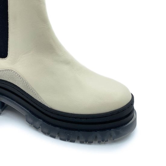 Ботинки челси Mimmu бежевые демисезонные комбинация кожи и замши - фото 6, E442E1 MIM BEIGE