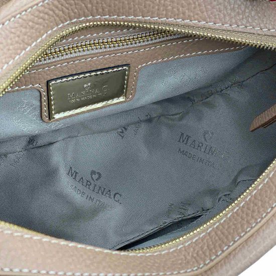 Сумочка-банан Marina Creazioni бежевая кожаная - фото 5, 