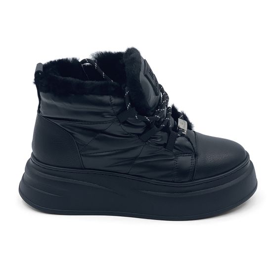 Ботинки Ilasio Renzoni черные кожа/текстиль на меху - фото 1, M105 IR NERO