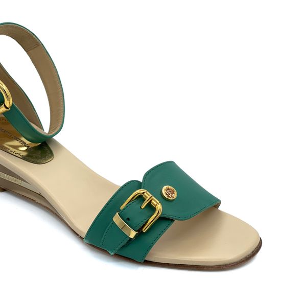 Босоножки Loretta Pettinari бежево-зеленые кожаные - фото 6, 4527 LP