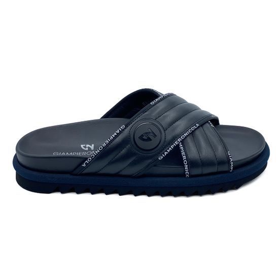 Шлепанцы Giampieronicola черные кожаные стеганые - фото 1, 