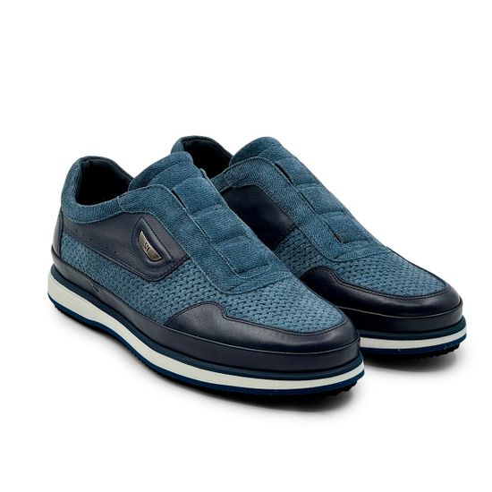 Кроссовки Giampieronicola синие кожа/текстиль демисезонные - фото 8, F338168A GPN BLU