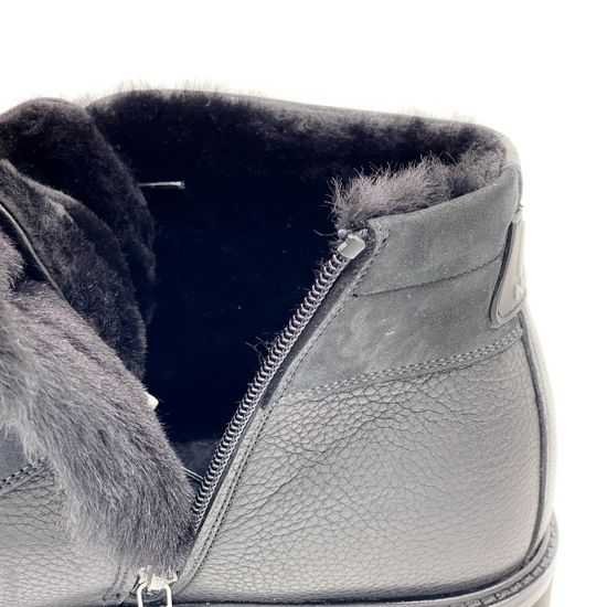 Ботинки Lab Milano черные кожаные МЕХ - фото 6, 