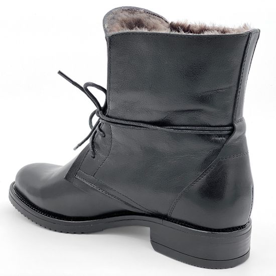 Ботинки Cover черные кожаные МЕХ - фото 3, 5932-2 COV