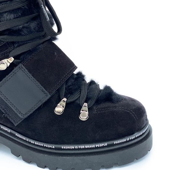 Ботинки Jeannot черно-рыжие замшевые МЕХ - фото 5, 70282(024) JN