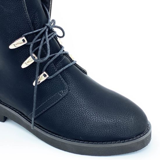 Ботинки Lab Milano черные кожаные МЕХ - фото 5, ZN1377 LAB