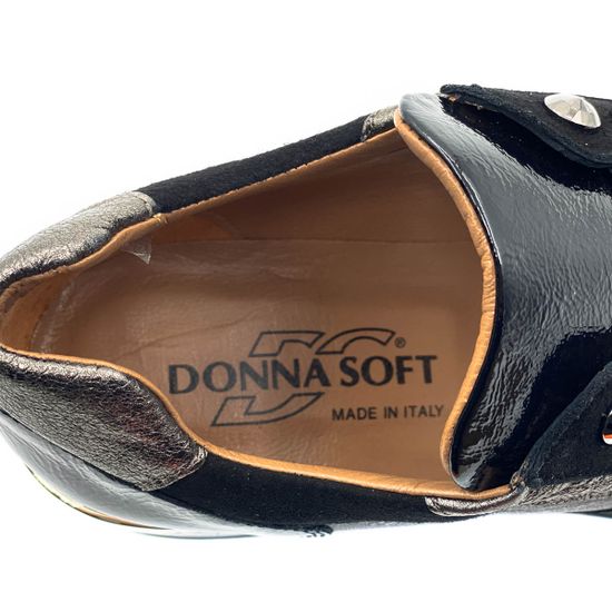 Сникеры Donna Soft черно-серебряные комбинация замши и наплака демисезонные - фото 7, DS1617 DS