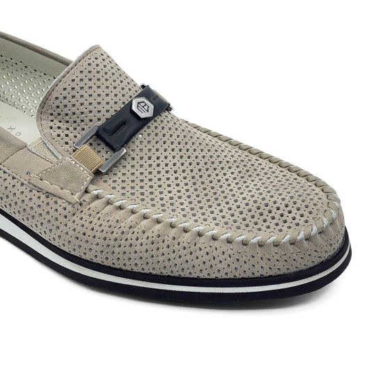 Лоферы Mario Bruni замшевые перфорированные бежевые - фото 6, 64255 MB BEIGE