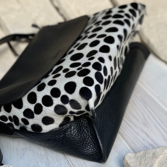 Сумка Ripani черно-белая комбинация кожи и меха пони - фото 9, 