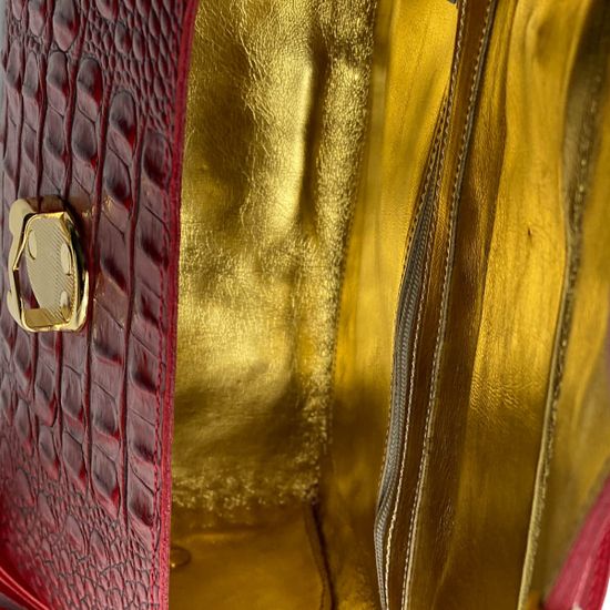 Сумка Marino Orlandi красная кожаная крокодил - фото 5, 