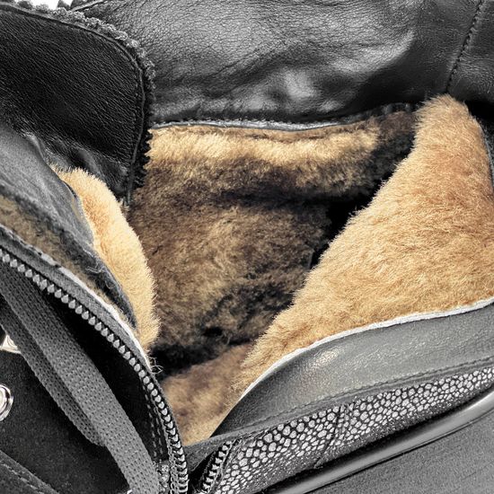 Ботинки Marzetti черно-серебряные замшевые МЕХ - фото 7, 