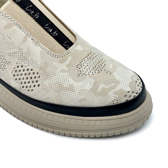 Кеды Lab Milano бежевые кожаные с перфорацией - фото 6, 