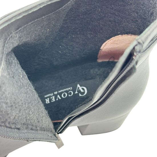 Ботильоны CV Cover черные кожаные на байке - фото 7, 449125-1 COV