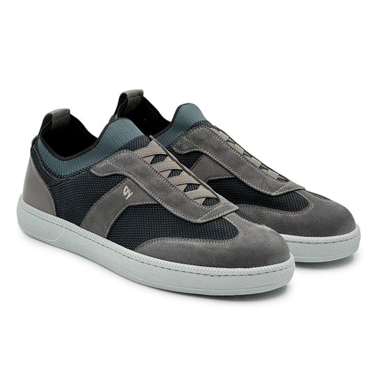 Кроссовки Giampieronicola серые кожа/замша/текстиль - фото 8, G44565A GPN GRIGIO