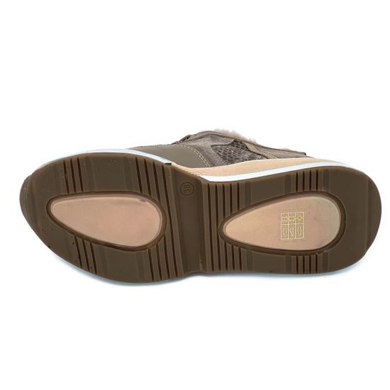 Кроссовки Nila&amp;Nila бежево-серые комбинация кожи и замши МЕХ - фото 4, 