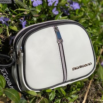 Сумочка Di Gregorio кросс-боди бело-черная кожаная маленькая - фото 1, 8829 DG BIANCO