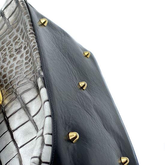 Сумка Marino Orlandi черно-белая крокодил - фото 6, 