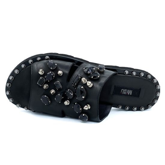 Шлепанцы Mimmu черные камни - фото 5, ONDAJ1 MIM