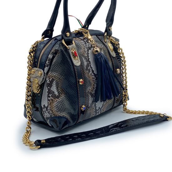 Сумка Marino Orlandi серая кожаная питон - фото 2, 