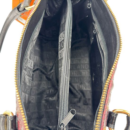 Сумка Marino Orlandi бордовая кожаная тиснение "крокодил" - фото 5,