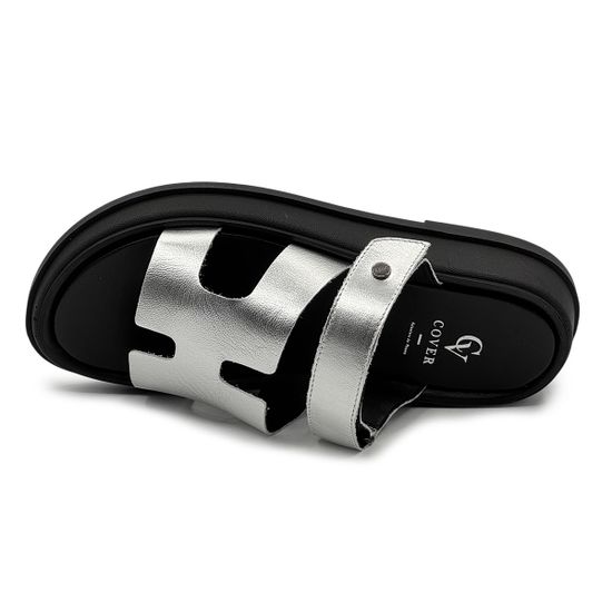 Сабо CV Cover серебристые кожаные - фото 5, 1623-10 COV ARGENTO