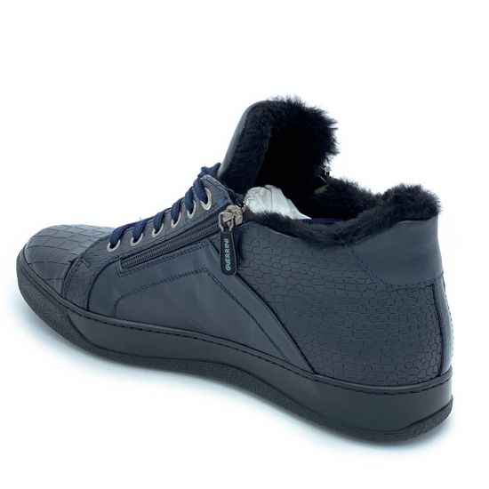 Ботинки Luca Guerrini синие кожаные МЕХ - фото 3, 