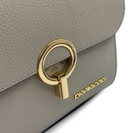 Сумка Di Gregorio серая/черная кожаная - фото 4, 