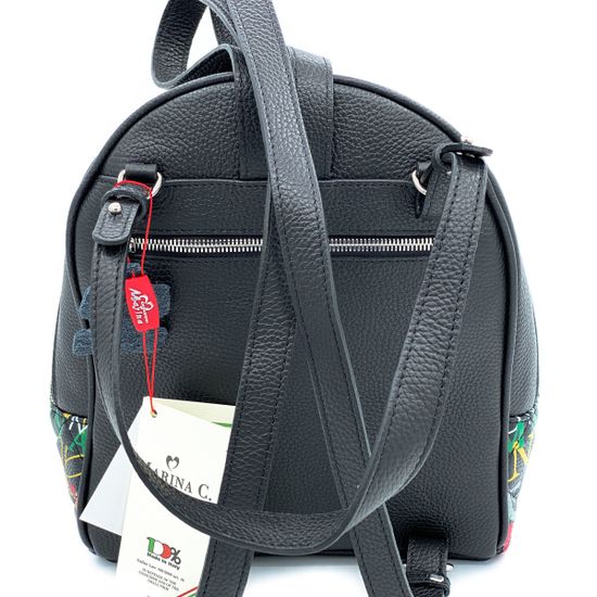 Рюкзак Marina Creazioni черный мультиколор кожаный - фото 3, 