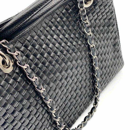 Сумка на плечо MOT CLE  кожаная плетеная черная - фото 4, 