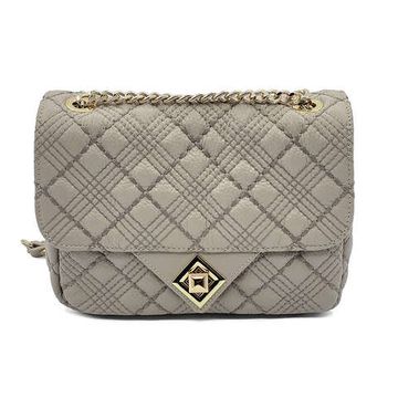 Сумка кросс-боди Marina Creazioni бежевая кожаная стеганая - фото 1, B6400 MC TRP265 BEIGE