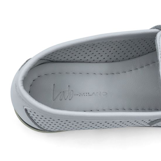 Лоферы Lab Milano белые кожаные перфорированные - фото 7, 173 LAB BIANCO