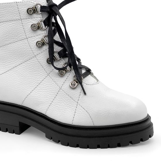 Ботинки Cover белые кожаные МЕХ - фото 5, 83609-2 COV