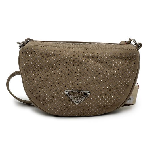 Сумка кросс-боди полумесяц Marina Creazioni бежевая кожаная - фото 1, B6522 MC BEIGE