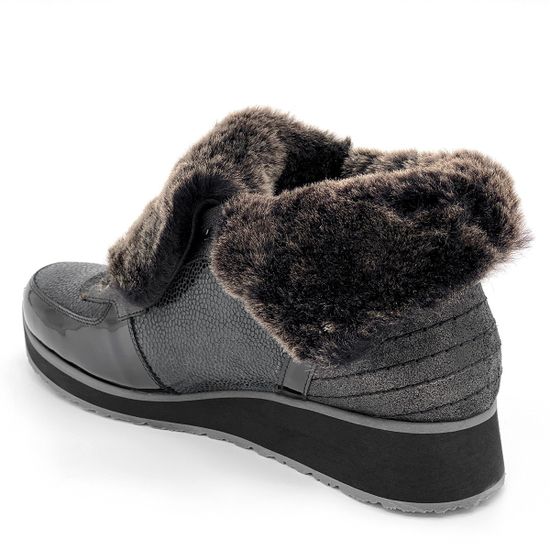 Ботинки Marzetti черные МЕХ комбинация замши и наплака - фото 4, 70742 MZ