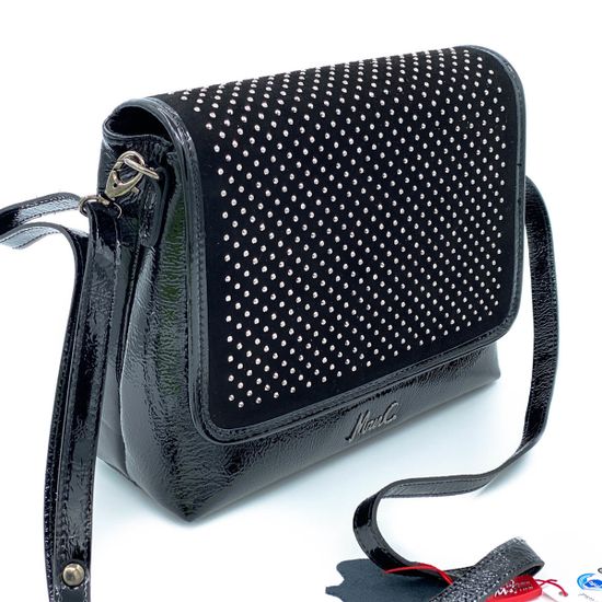 Сумочка Marina Creazioni черная комбинация замши и наплака - фото 2, 