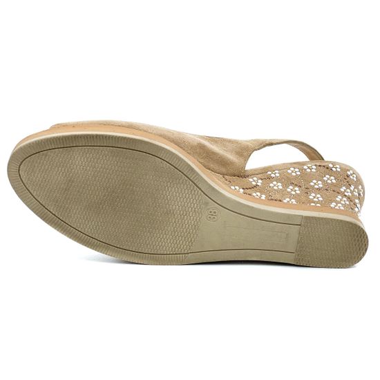 Босоножки Giorgio Piergentili бежевые замшевые со стразами - фото 4, 