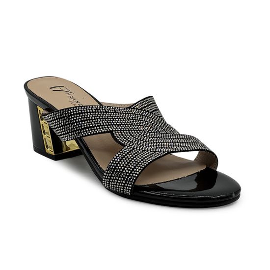 Мюли Francesco V черные лакированные стразами - фото 2, T207 FV