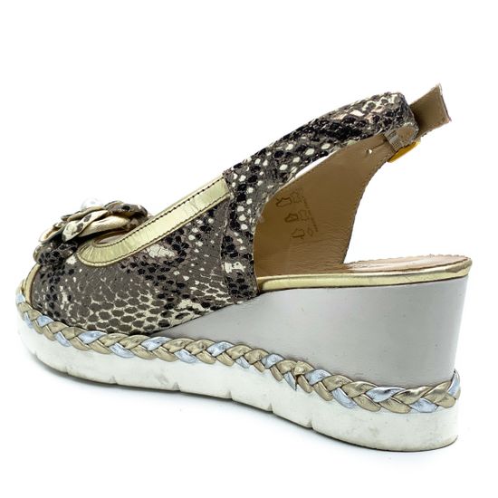 Босоножки Marzetti бежево-золотые тиснение &quot;питон&quot; - фото 3, 