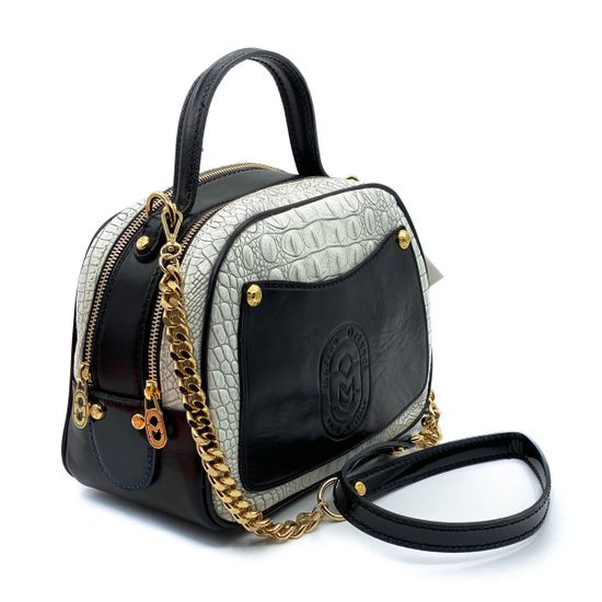 Сумка Marino Orlandi черно-белая крокодил - фото 2, 