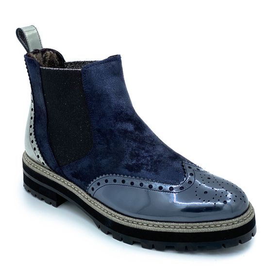 Ботинки Pertini синие МЕХ комбинация замши и наплака - фото 2, 