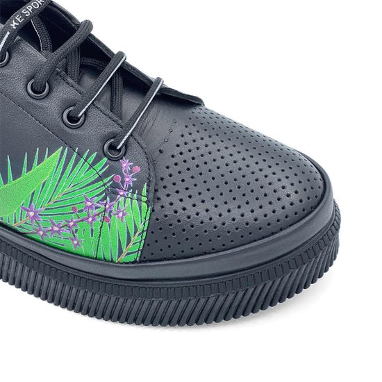 Полуботинки Lab Milano черно-зеленые кожаные на шнурочках - фото 6, 3750107 LAB NERO