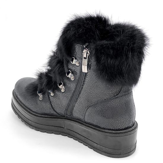 Ботинки Marzetti черные замшевые МЕХ с лазерной обработкой - фото 3, 