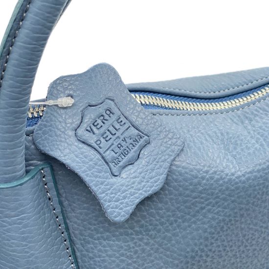 Сумка Di Gregorio голубая кожаная - фото 5, 