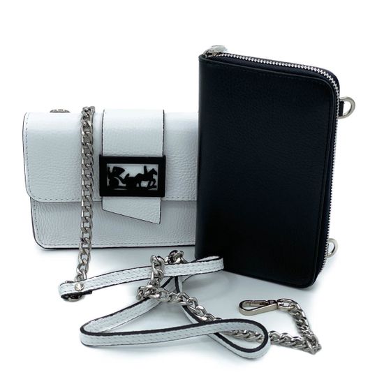 Клатч Renato Angi бело-черный кожаный двойной - фото 3, 