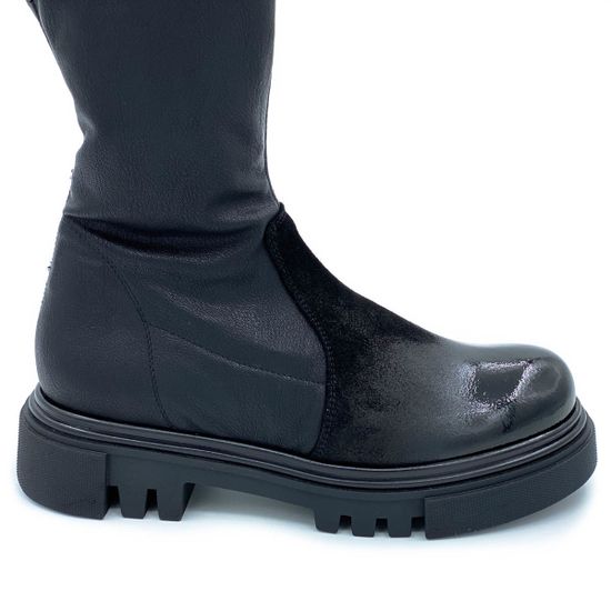 Сапоги Jeannot черные демисезонные комбинация кожи и наплака - фото 5, 